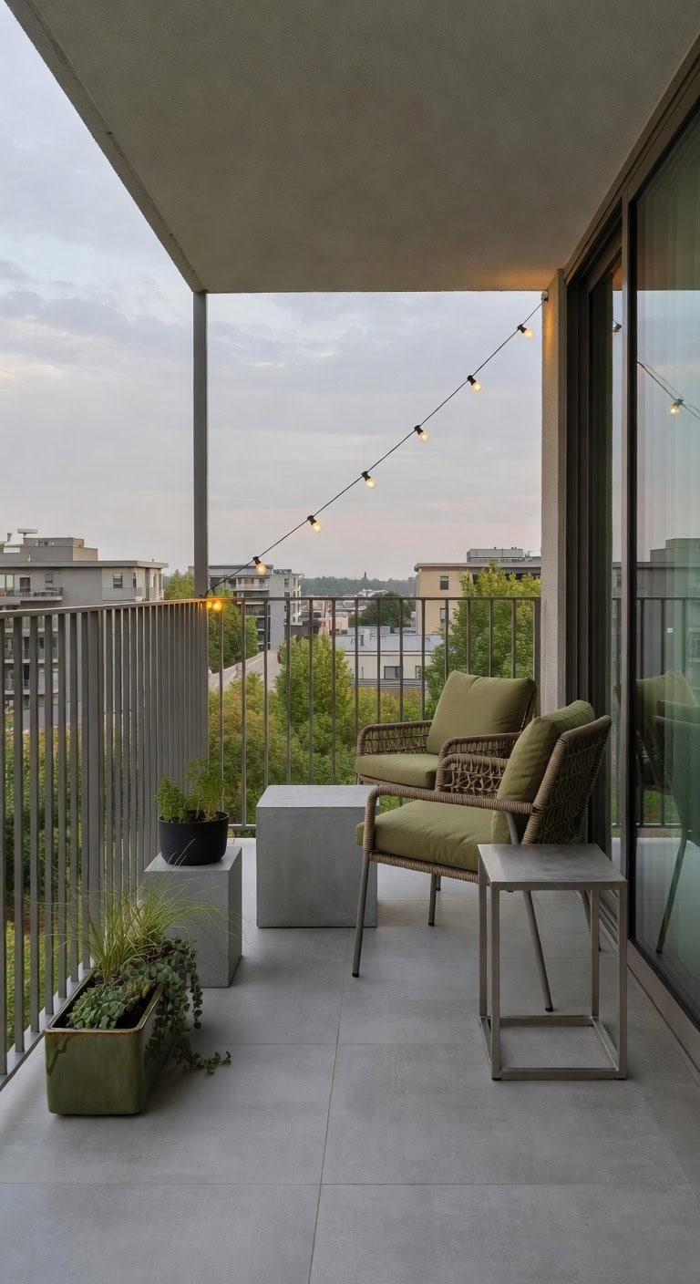 muted gray olive balcony retreat