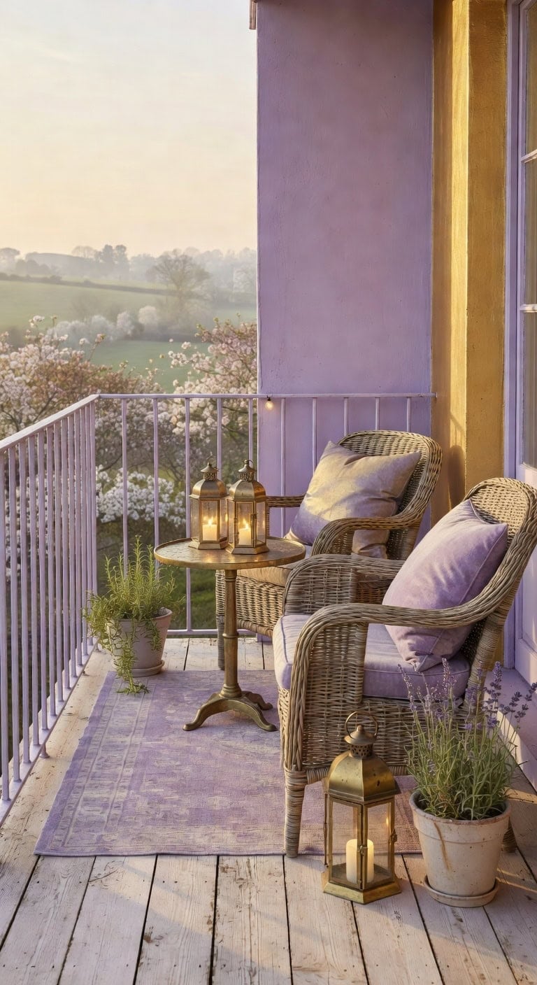 muted lavender and gold