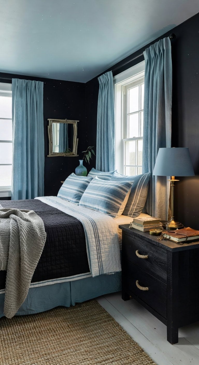 nautical black sea blue nightstand