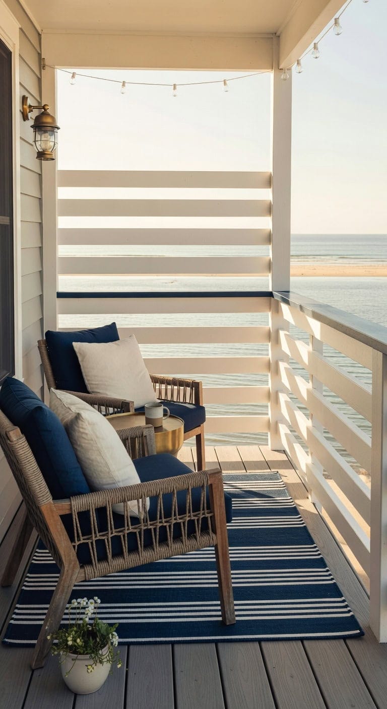 navy cream coastal balcony