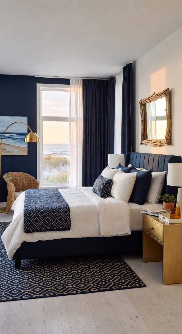 navy gold coastal retreat