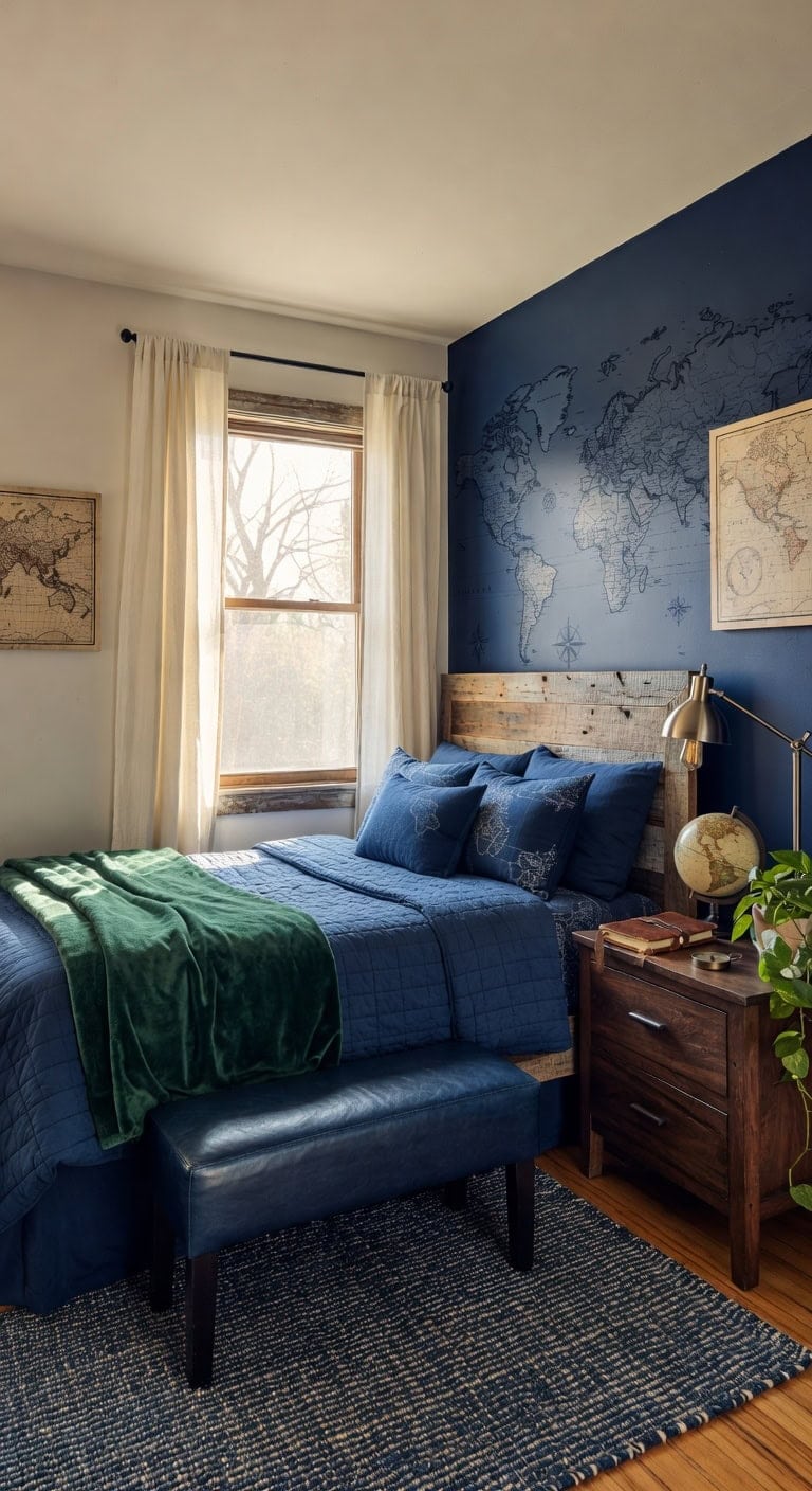 navy map adventure bedroom