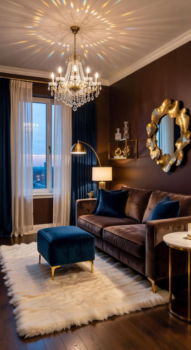 navy marble crystal velvet glam