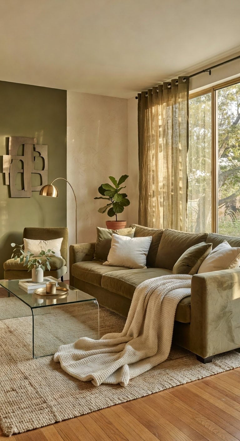 olive cream modern eclectic living