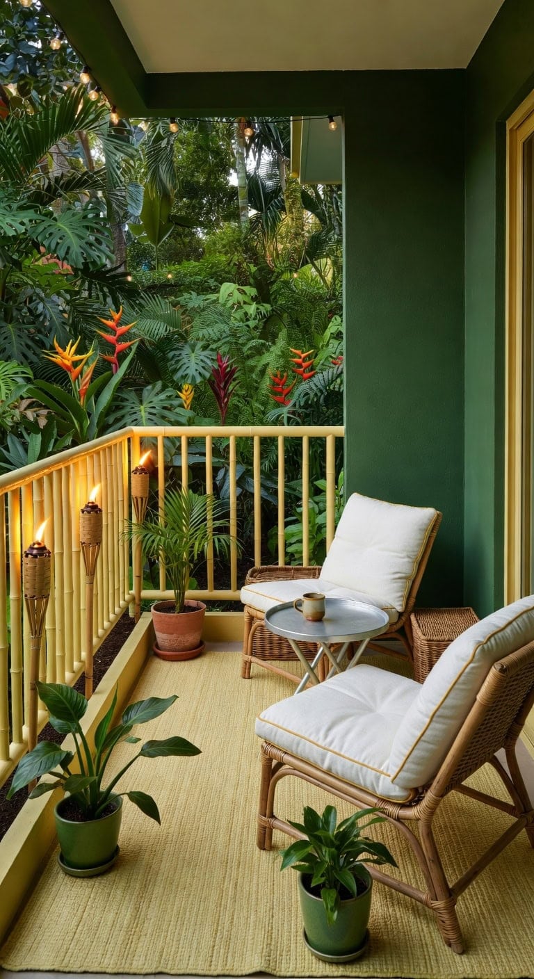 pale yellow tropical balcony