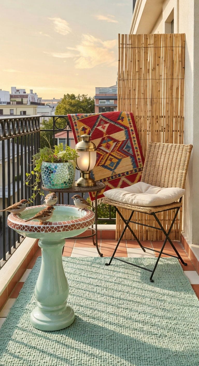 pastel mint rooftop birdbath