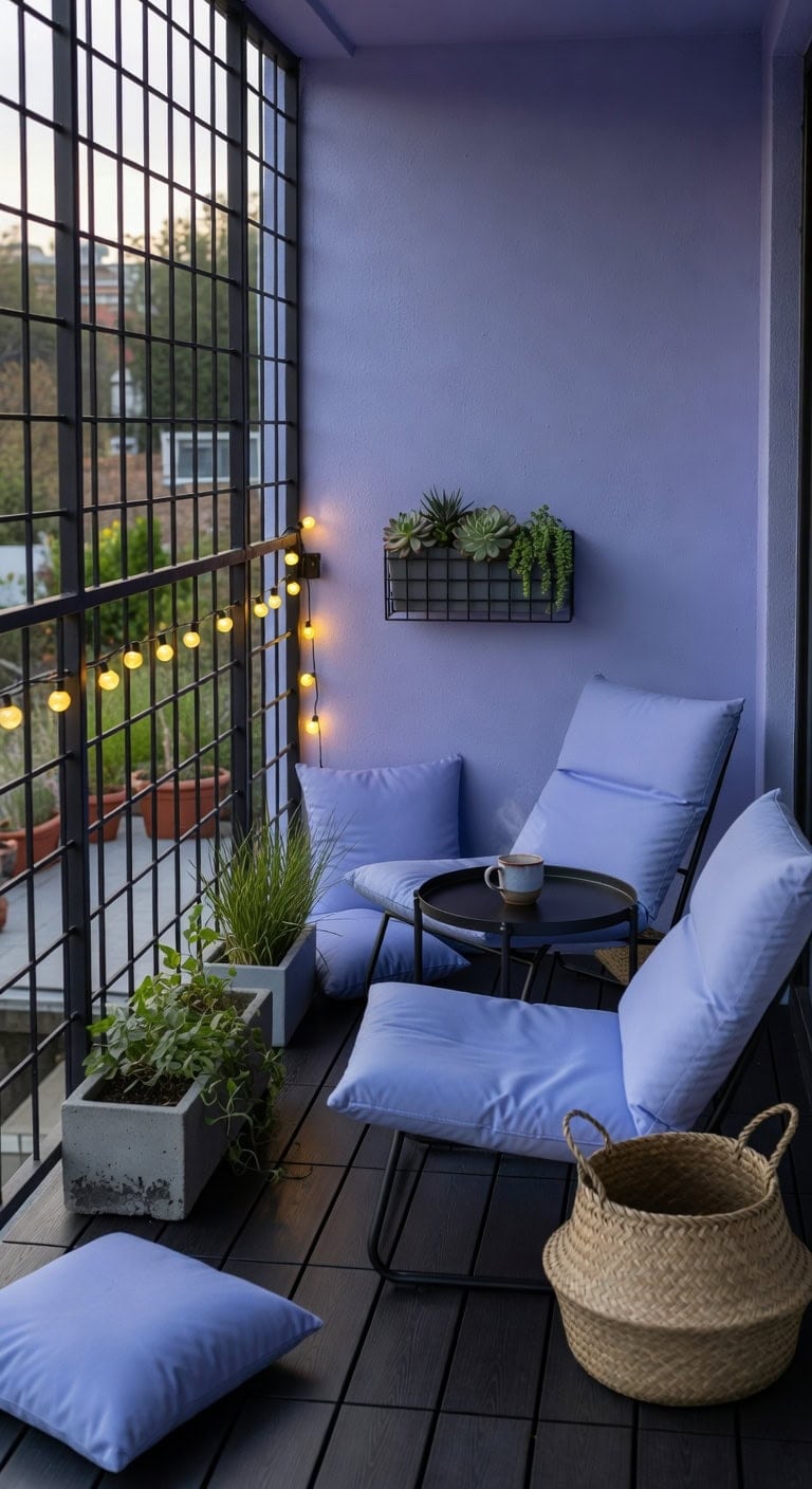 periwinkle and ebony balcony