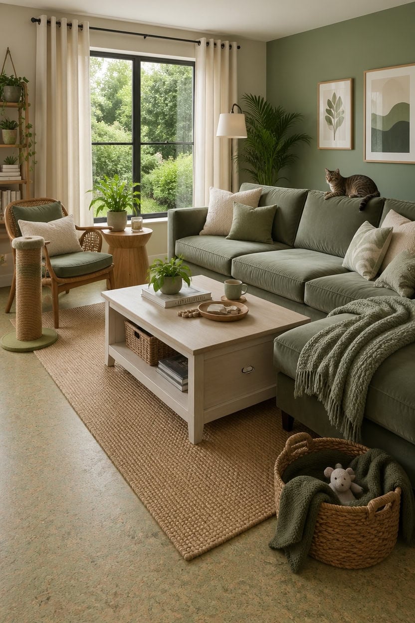pet friendly green cream flooring