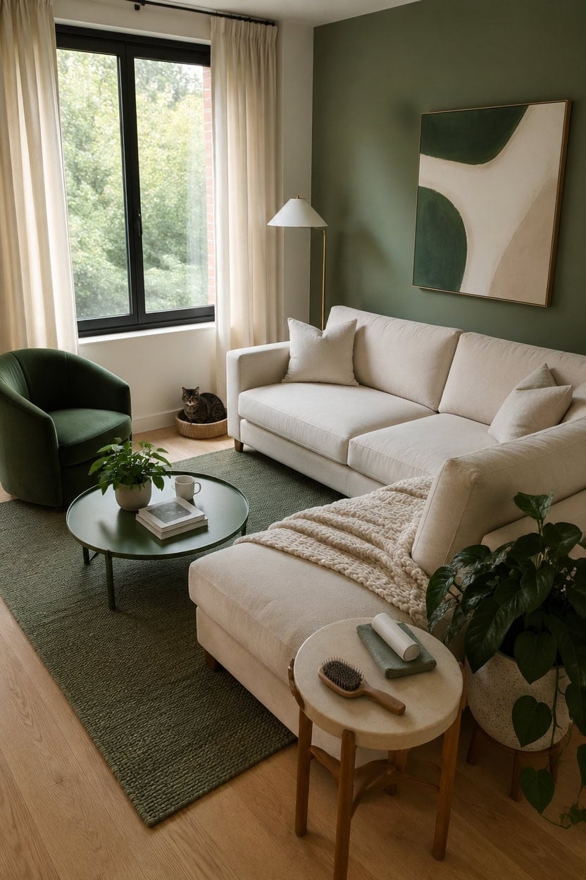pet friendly green cream living