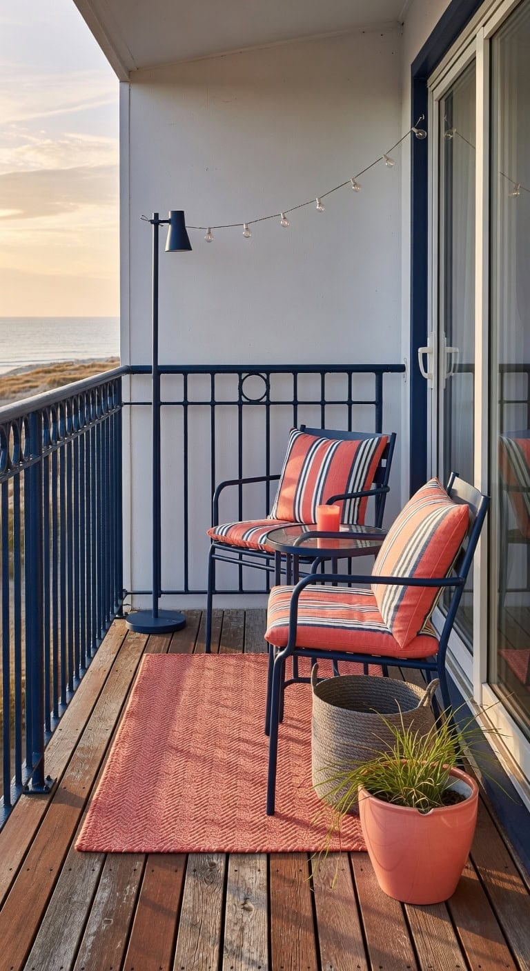 petite coral navy coastal balcony