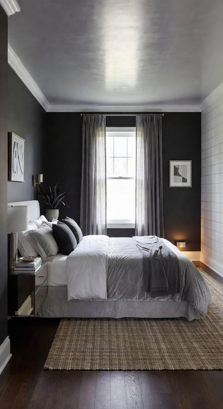 pewter silver transitional bedroom