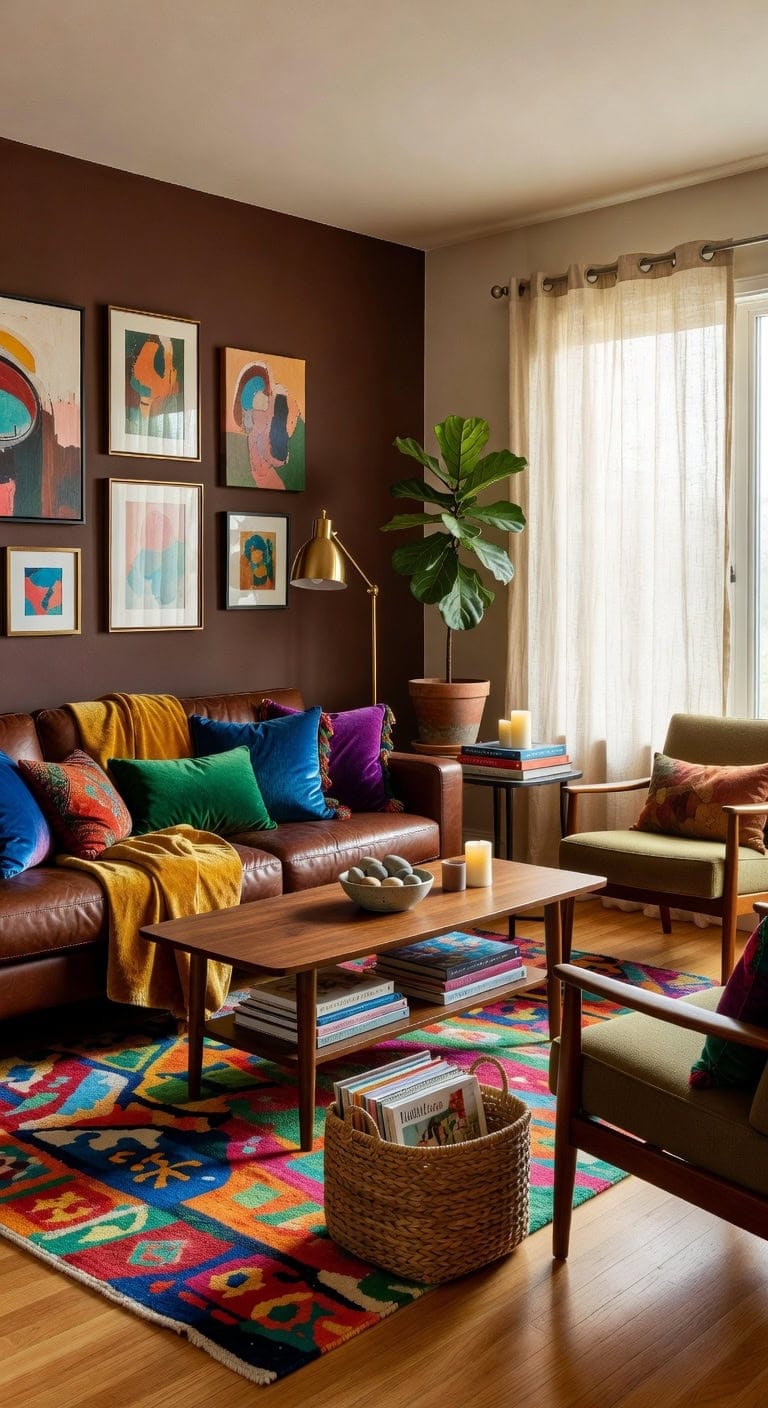 playful brown eclectic living