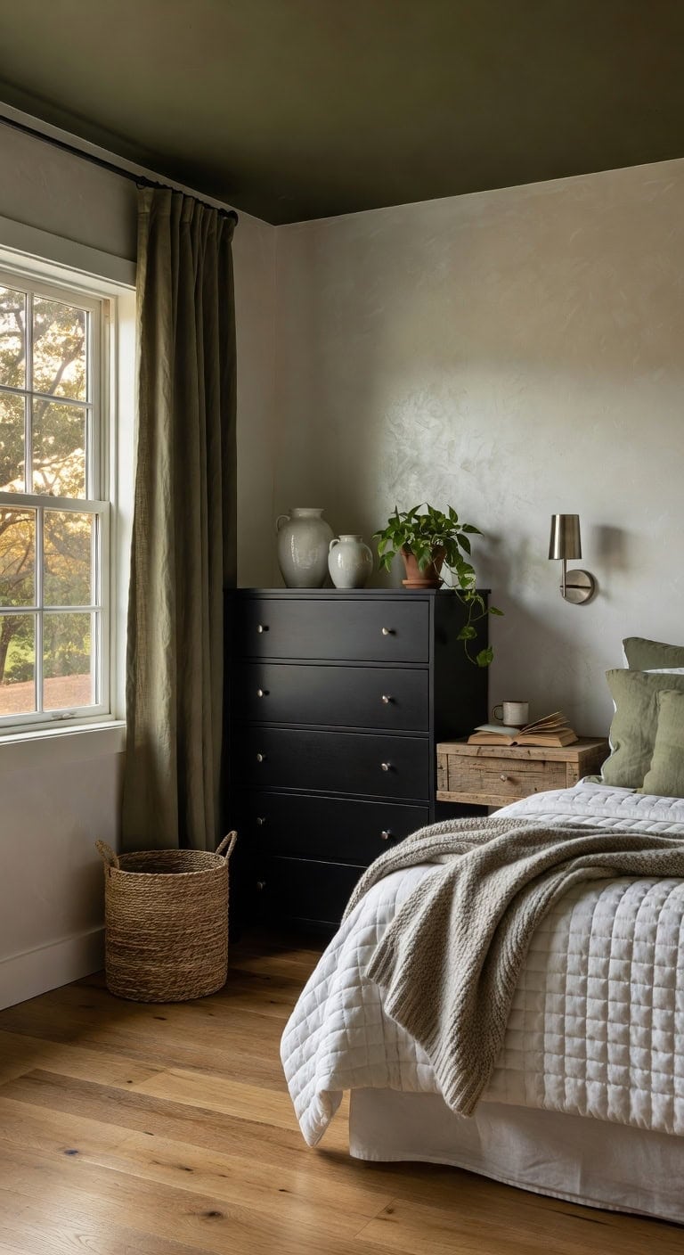 polished pearl olivegreen rusticbedroom