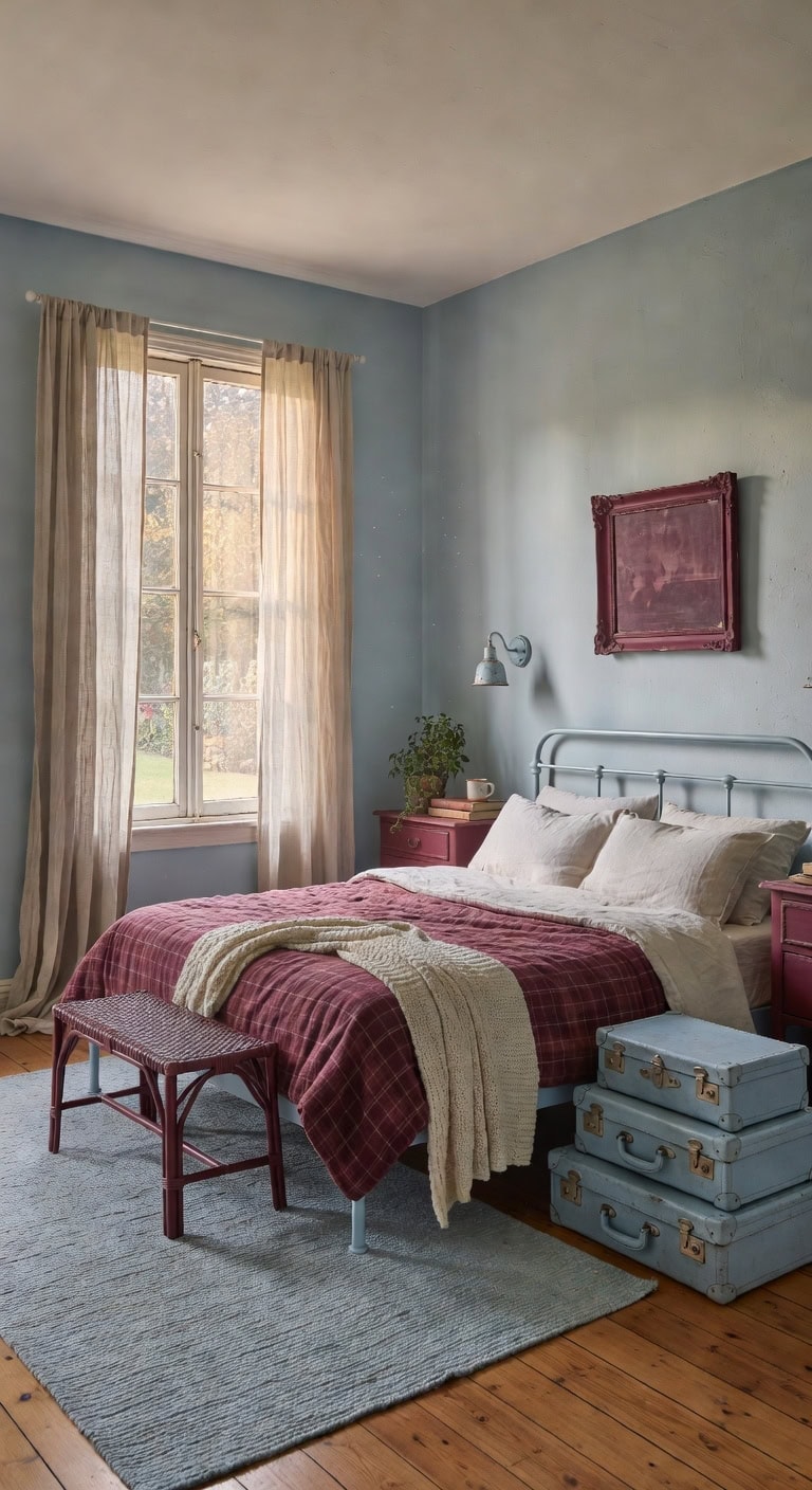 powder blue burgundy vintage