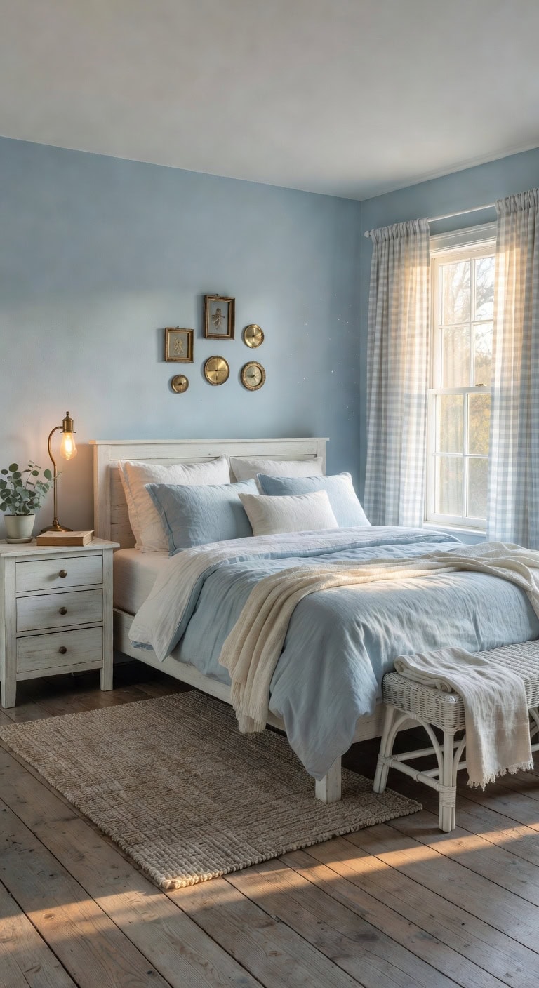 powder blue country bedroom