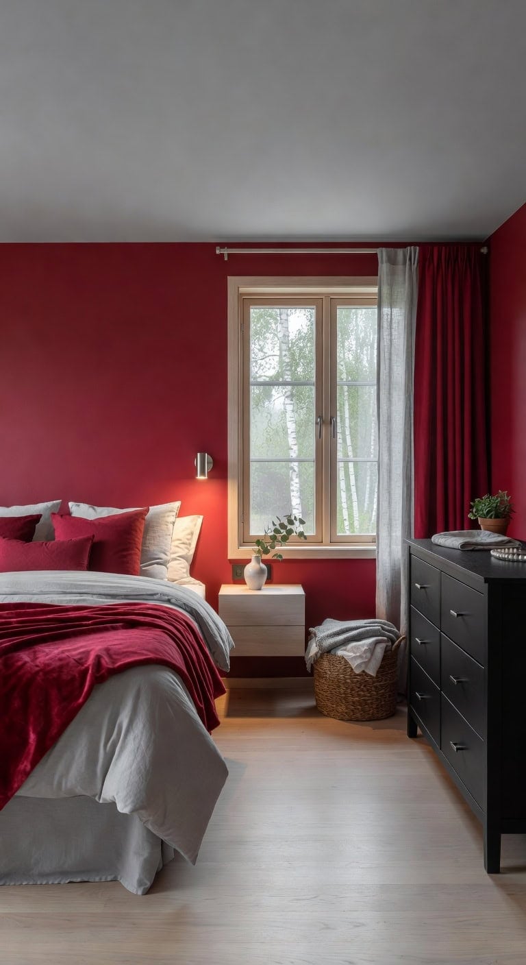 radiant ruby gray bedroom