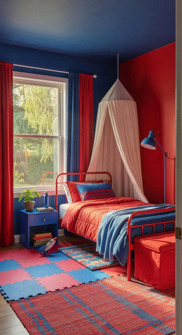 red blue puzzle playroom