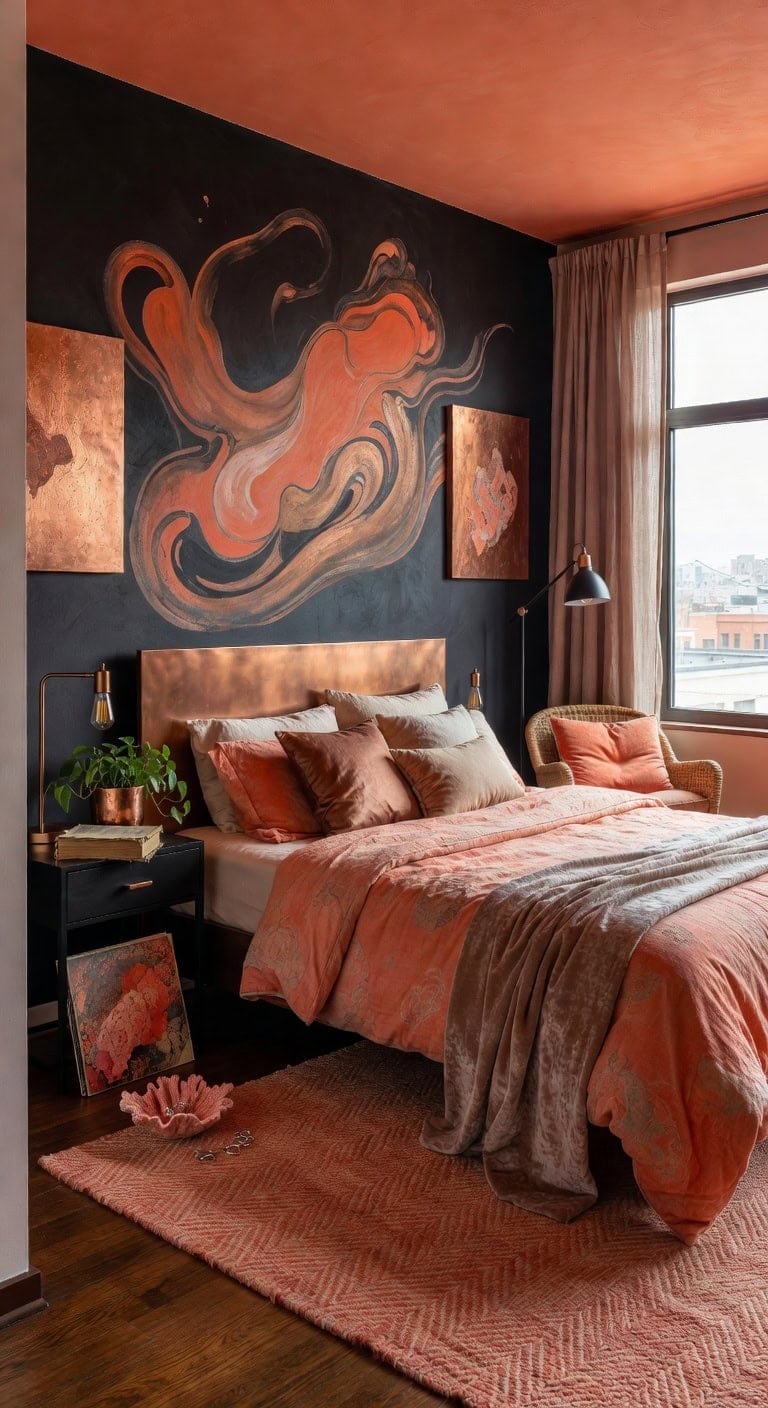 retro art inspired bedroom