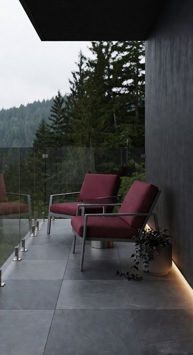 rich burgundy slate balcony