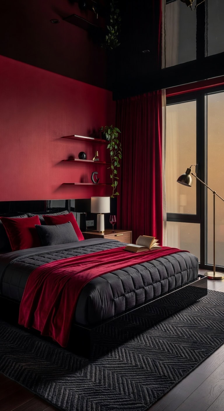 ruby red velvet luxe suite