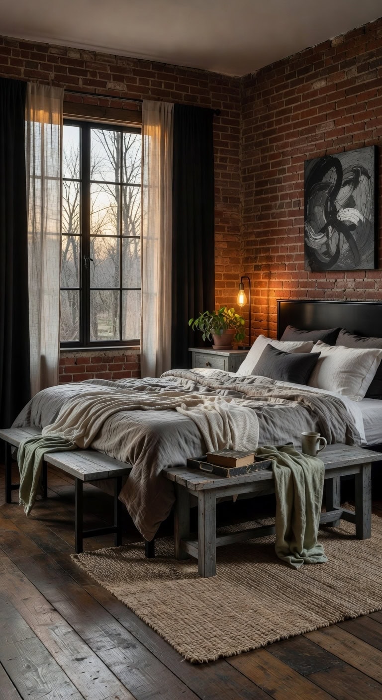 rustic black grey bedroom
