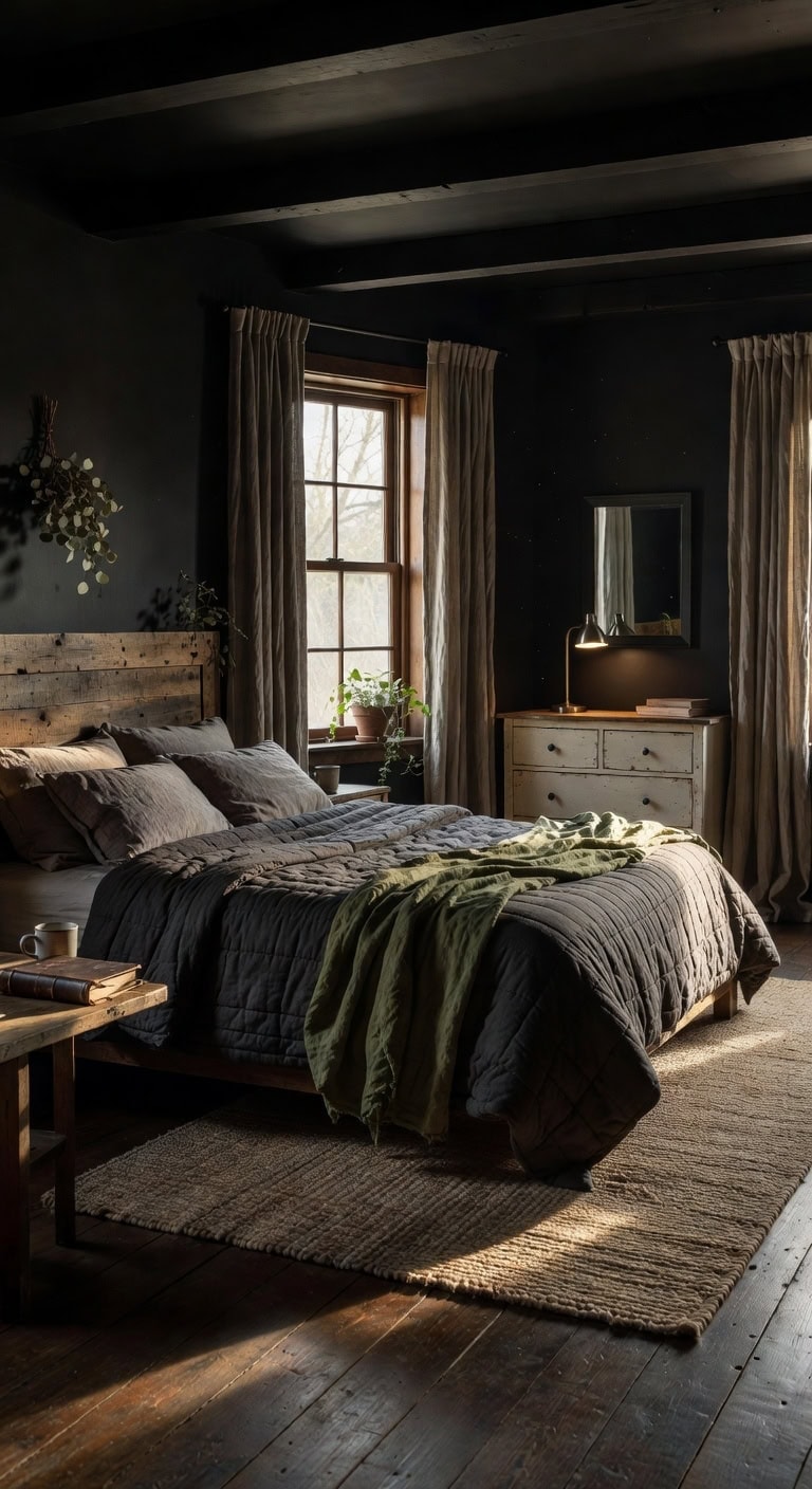rustic black olive bedroom