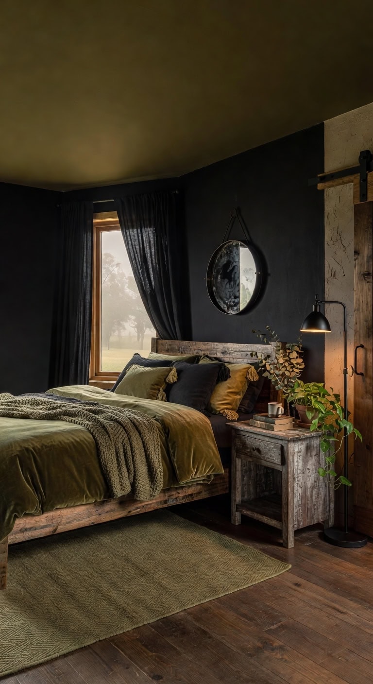 rustic black olive bedroom