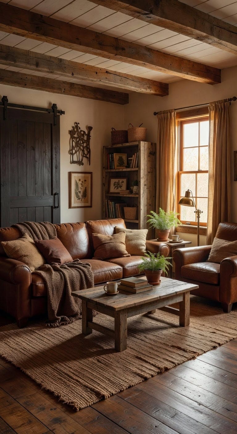 rustic brown living ensemble