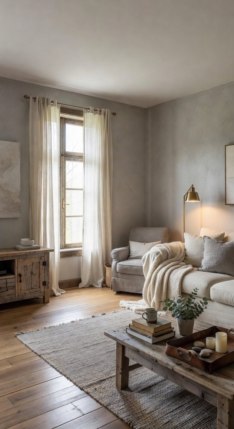 rustic grey cream living