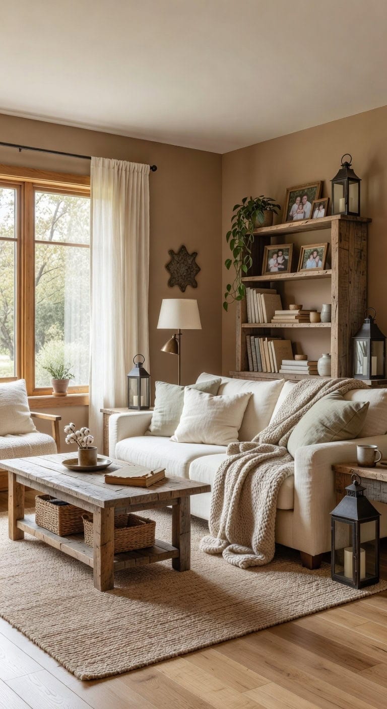 rustic light farmhouse livingroom