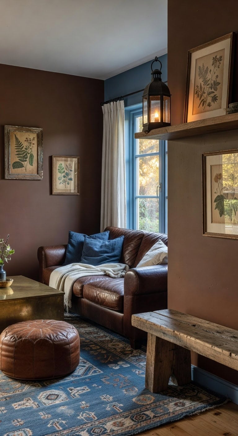 rustic modern cozy blue brown