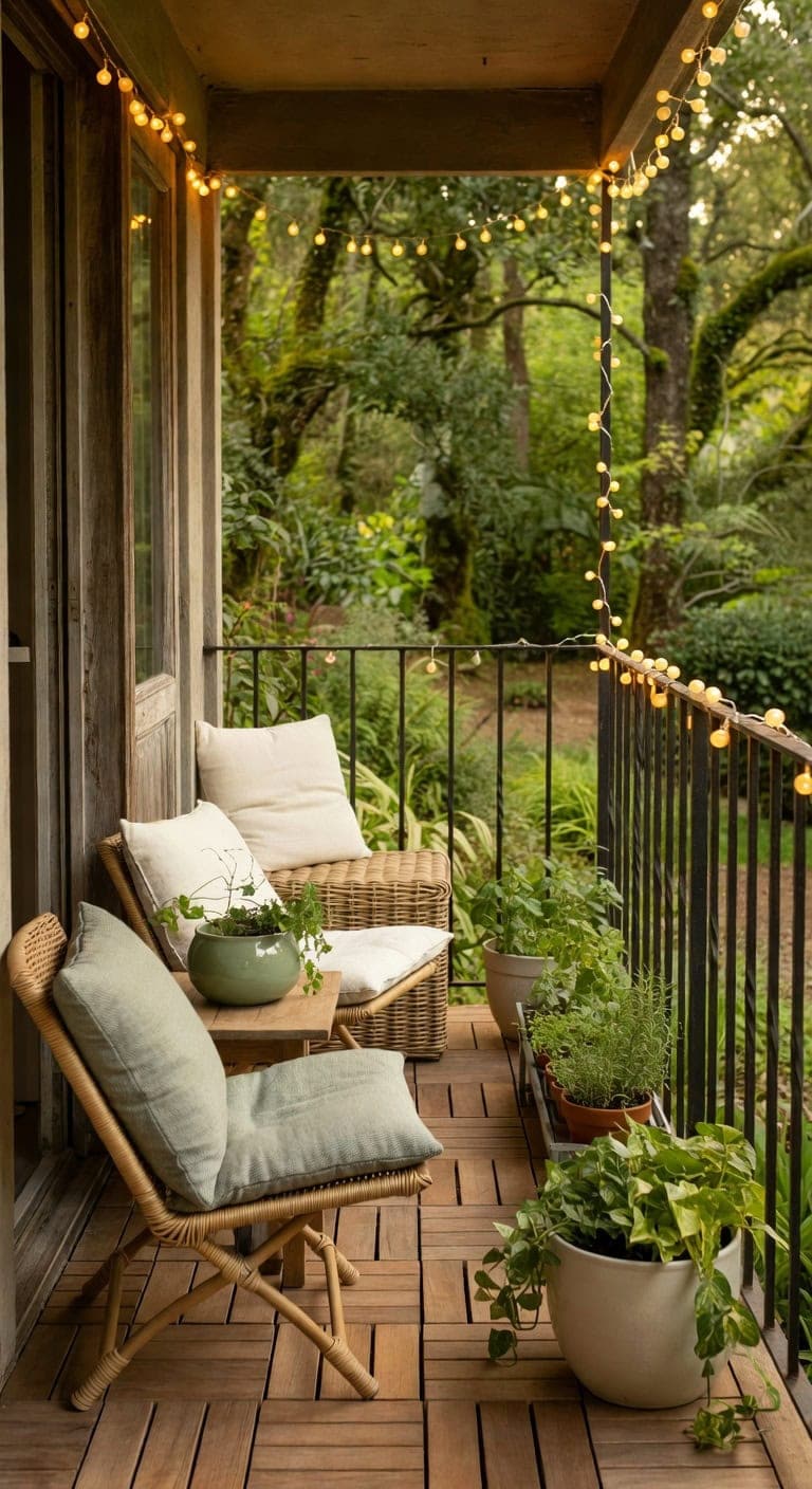 sage and cream cozy balcony