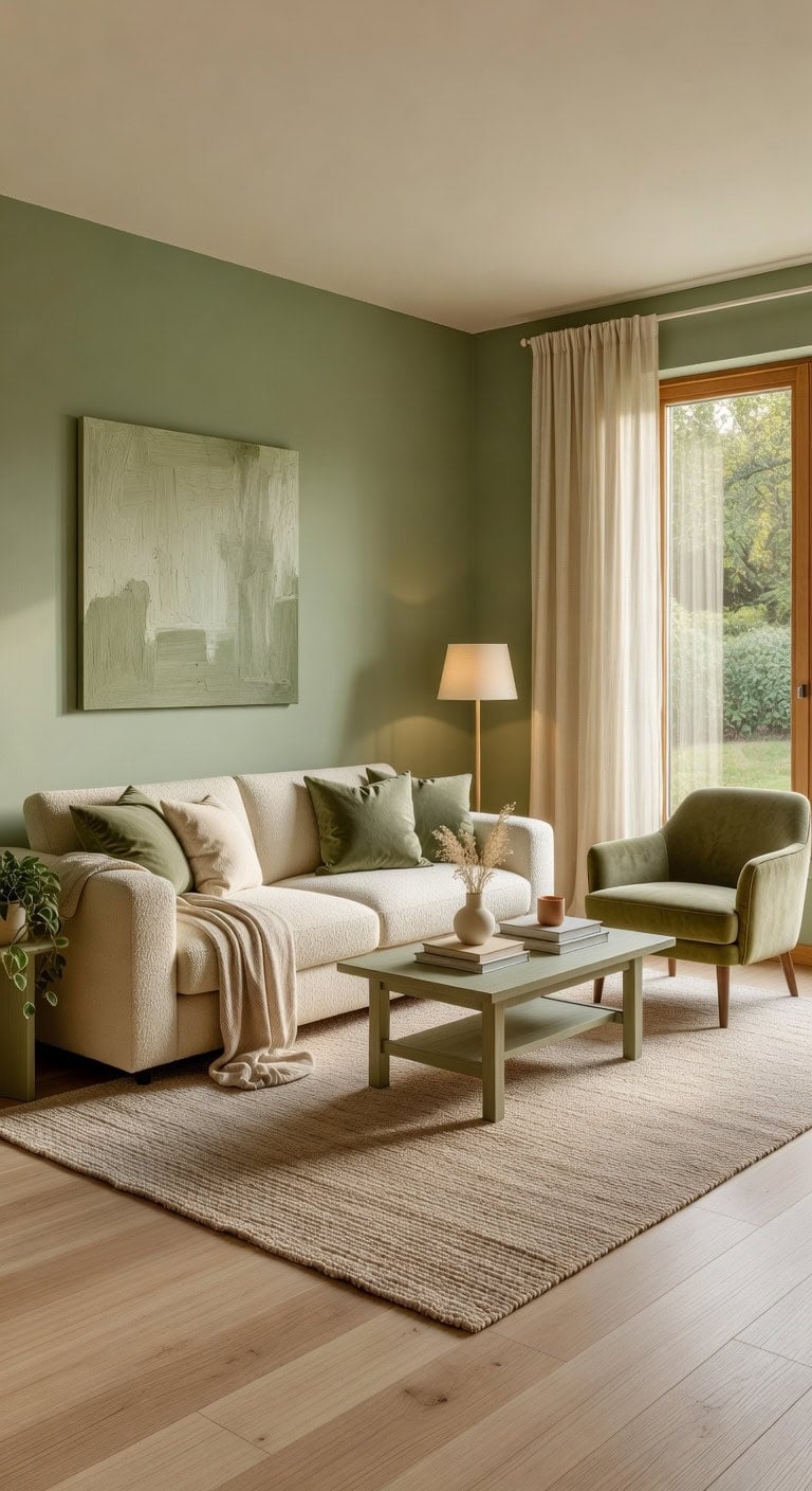 sage cream cozy living