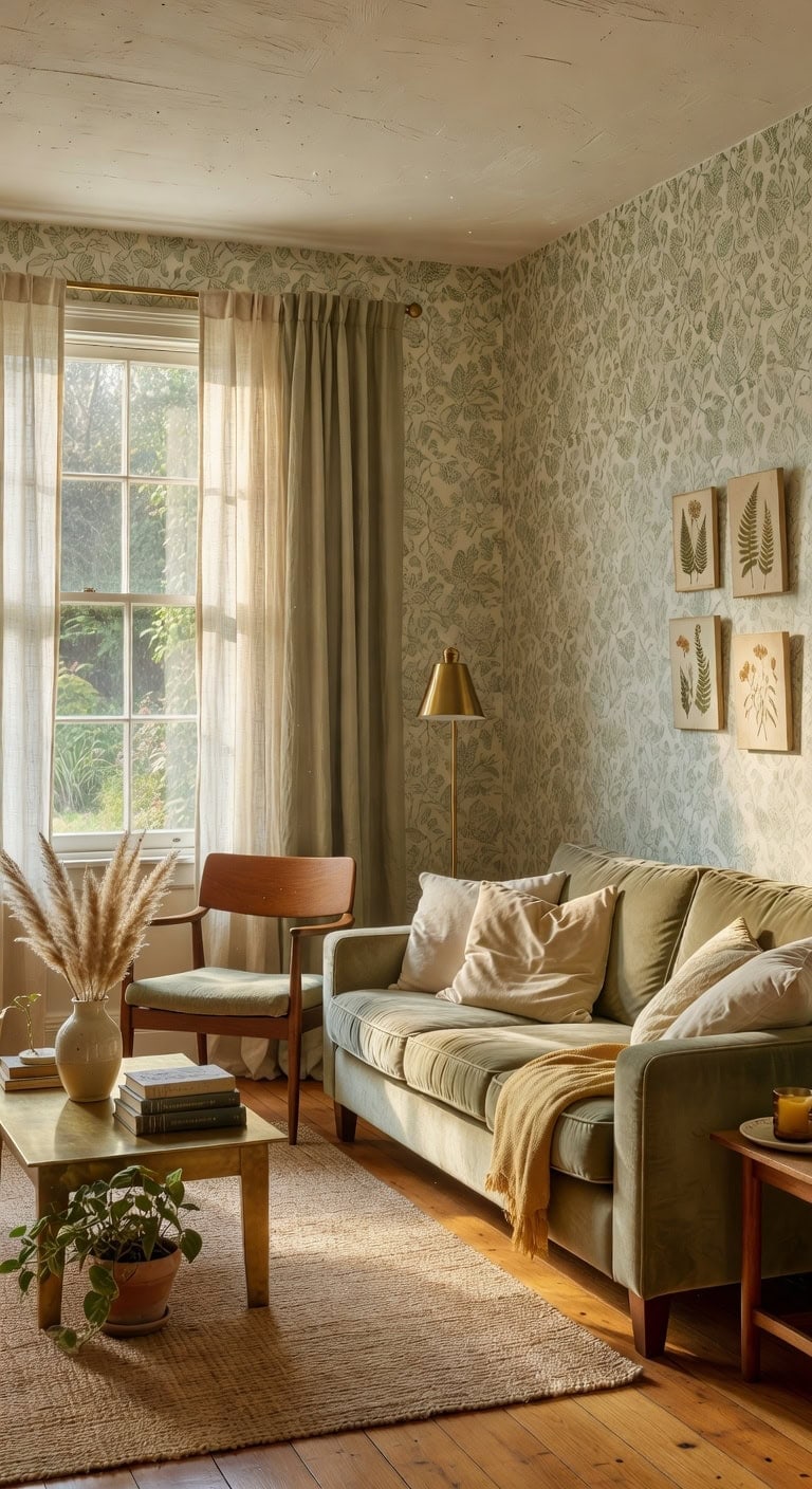 sage cream vintage living room