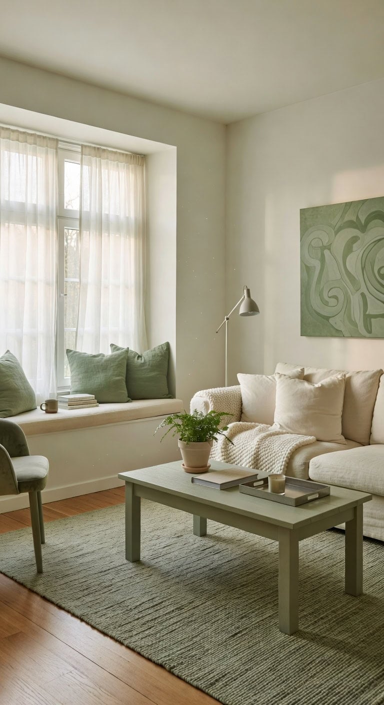 sage green cream atrium