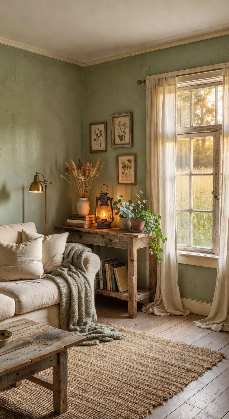 sage green farmhouse living