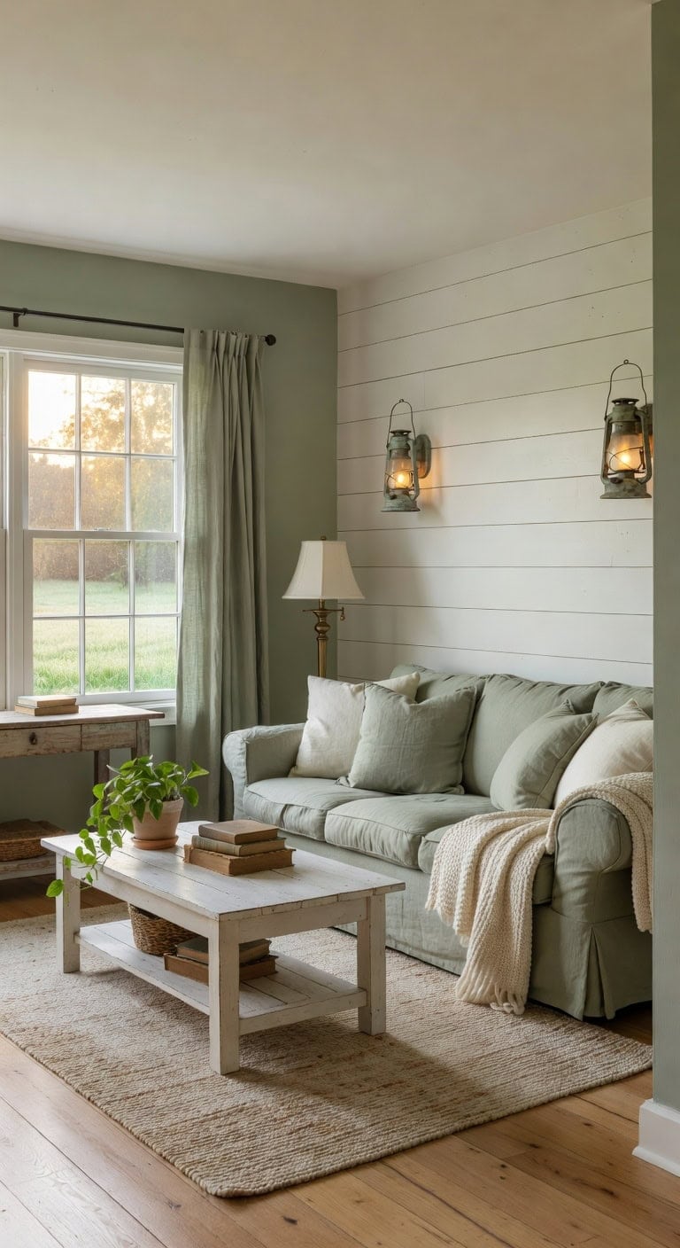 sage green farmhouse living