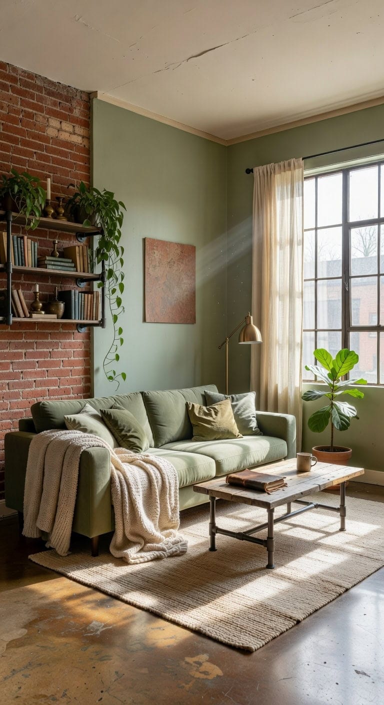 sage green loft living