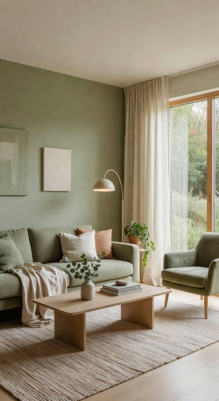 sage green minimalist living