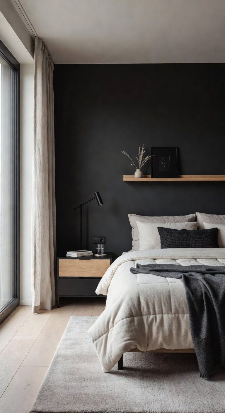 scandinavian black nightstand set