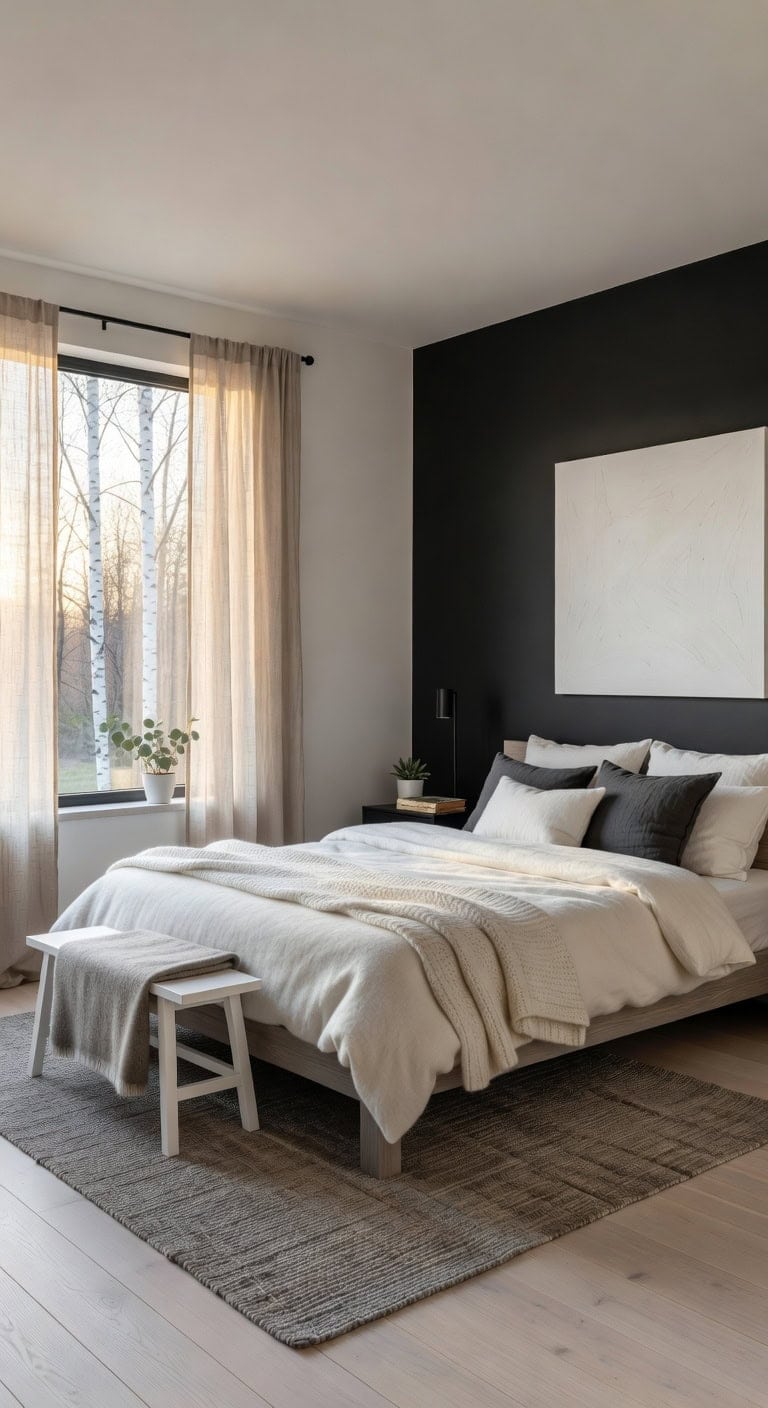 scandinavian black white wood retreat