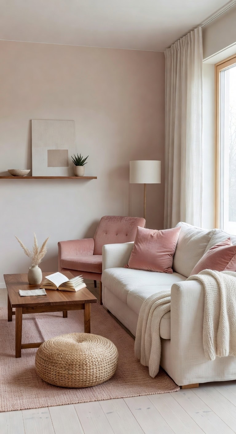 scandinavian blush pink living