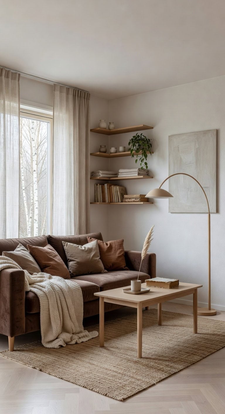 scandinavian chocolate brown living