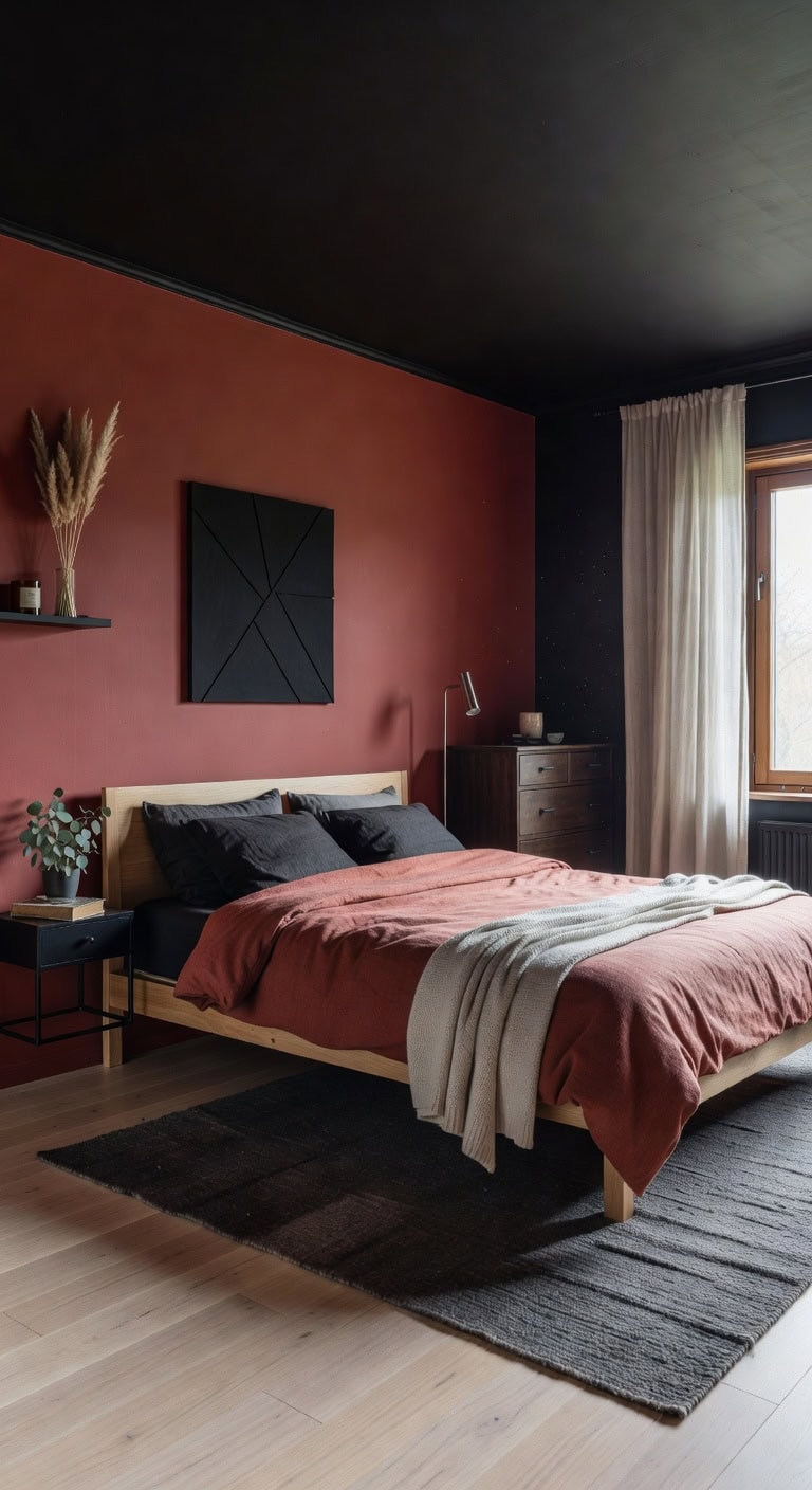 scandinavian dusty red retreat