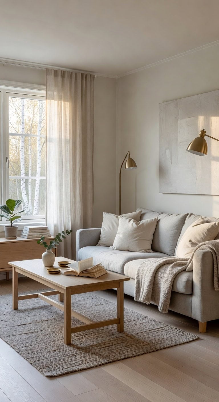 scandinavian gray cream living room