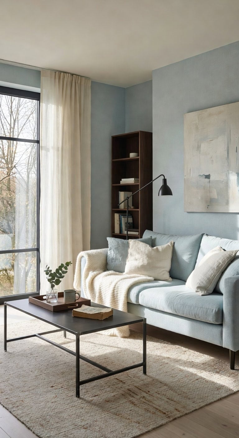 scandinavian industrial blue cream living