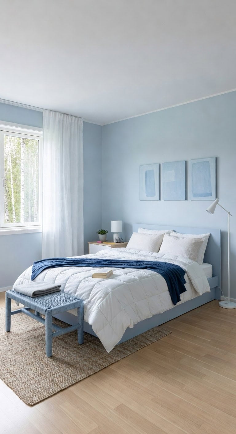 scandinavian powder blue bedroom