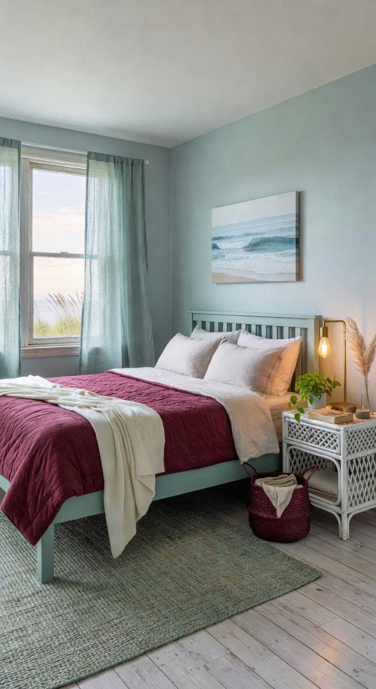 sea foam and burgundy retreat