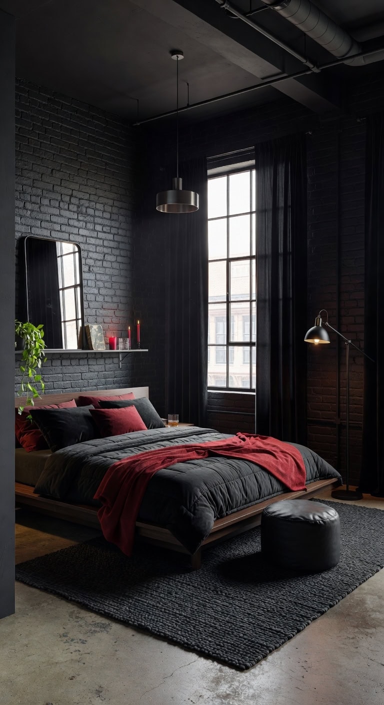 seductive black industrial loft