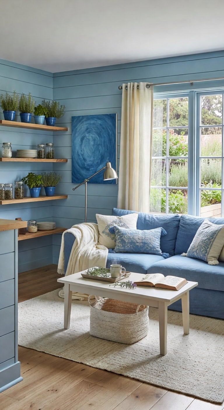 sky blue creamy farmhouse living